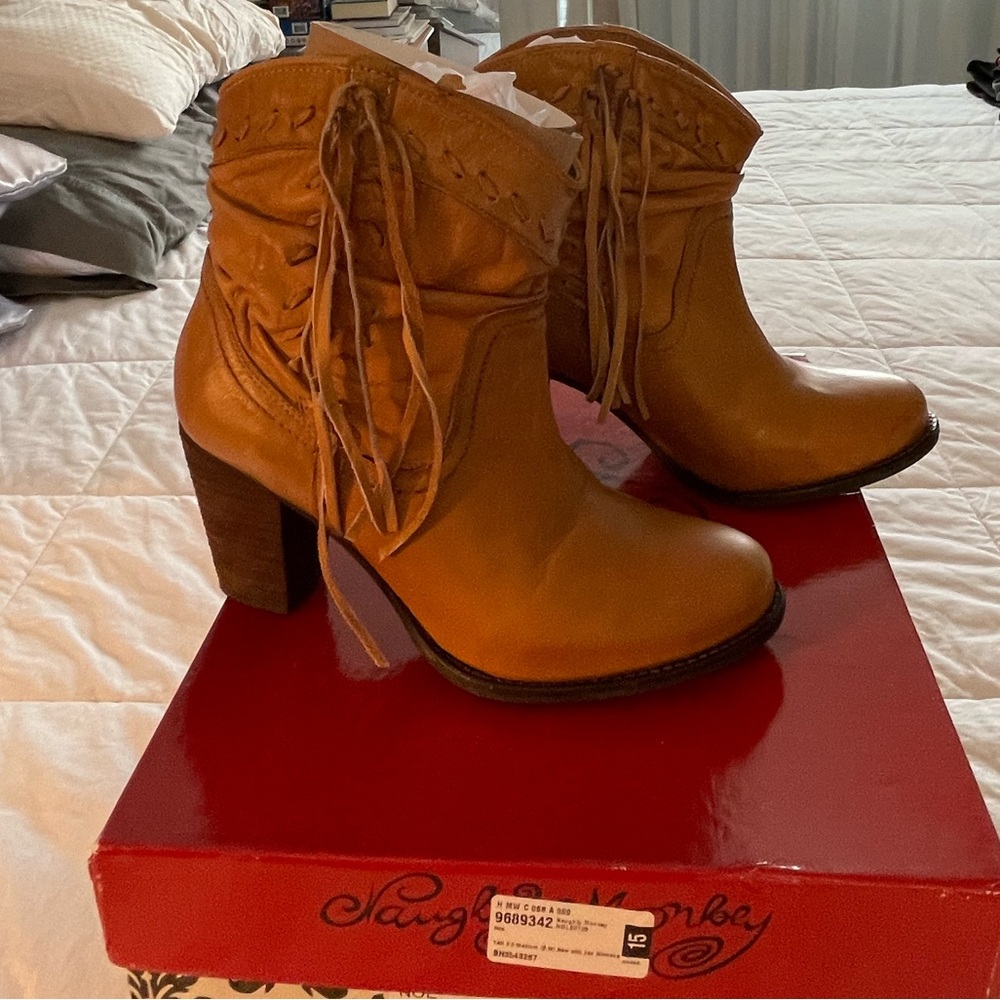 Naughty Monkey Brown Fringe Heeled Boots